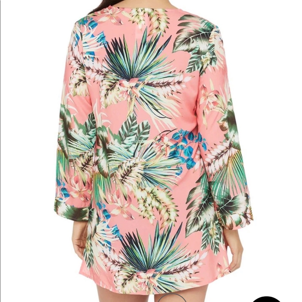 NEW La Blanca Tropical Rain V-Neck Coverup Tunic - Picture 3 of 7